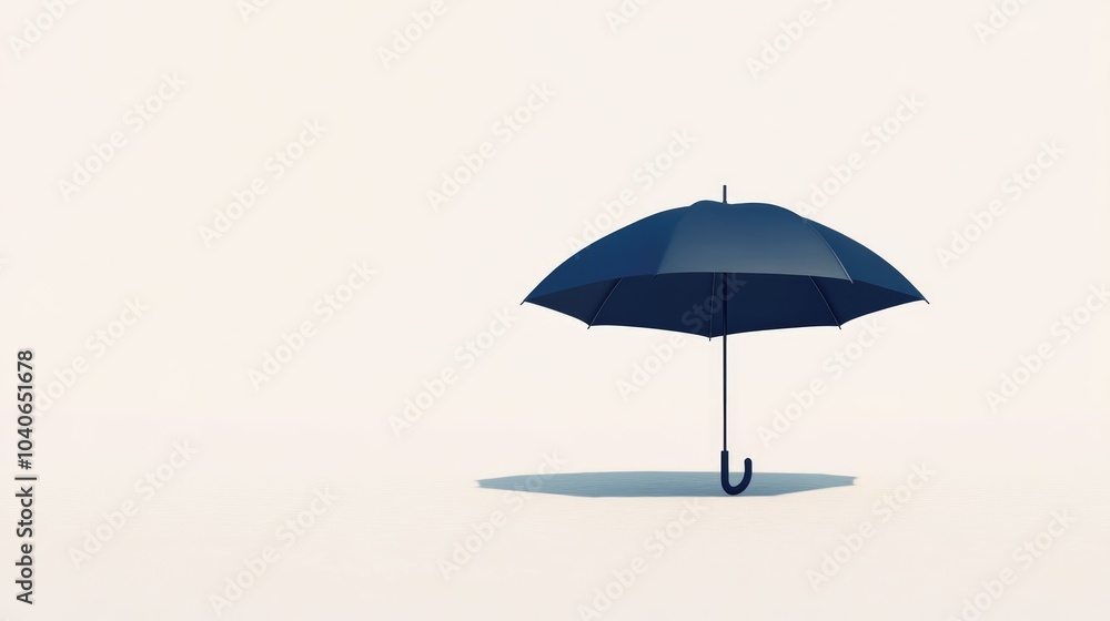Obraz premium Navy blue umbrella open against a white backdrop
