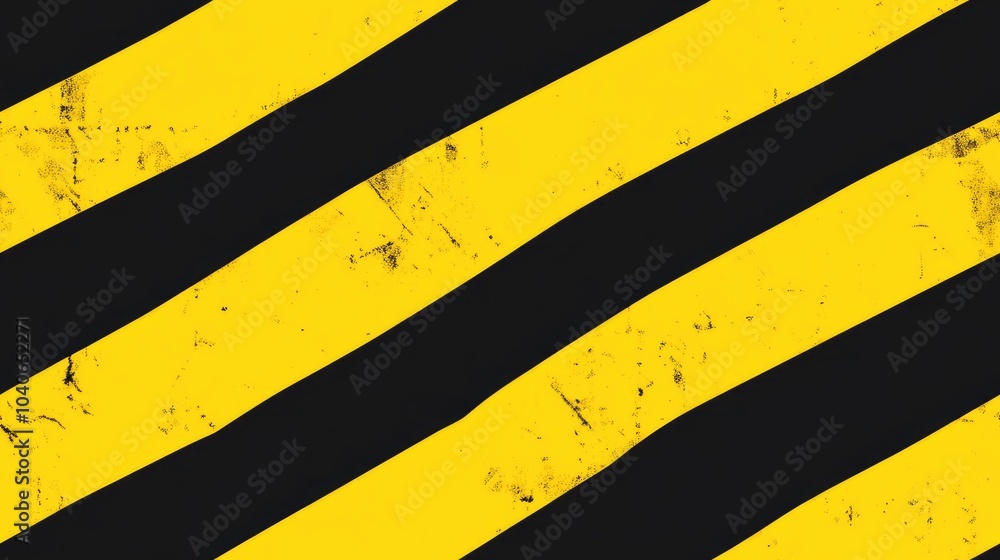 Fototapeta premium Diagonal yellow and black striped warning sign indicating potential danger