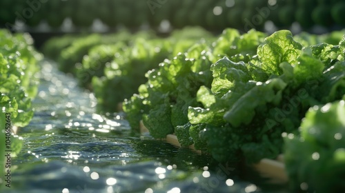 Hydroponic salad vegetables thriving in water without soil at a farm setting