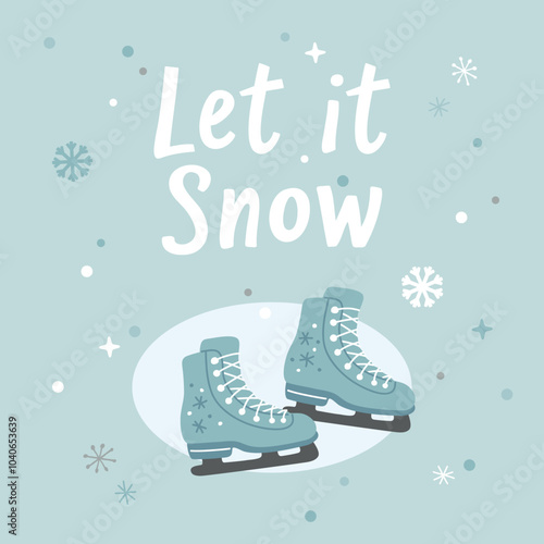 Vector illustration cute doodle let it snow print for digital stamp,greeting card,sticker,icon, design