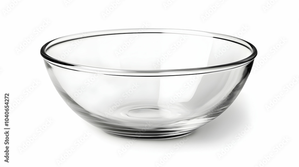 Clear glass bowl with a simple design. Isolated on white background, - Clear glass bowl with a simple design. Isolated on white background, -
