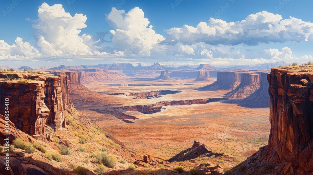 Fototapeta premium Oil painting depicting a stunning panoramic view of a natural wonder in a desert landscape