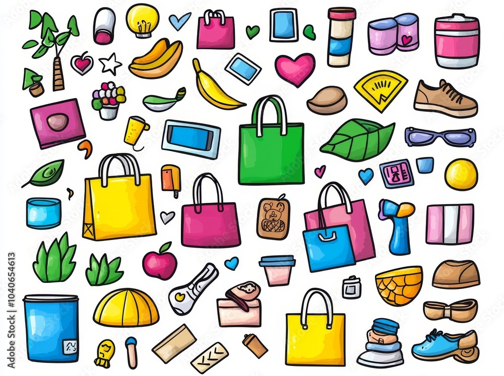 An icon set of gift boxes, bows, ribbons, shopping bags, label icons, sale tags, and shopping carts in sketch style for shopping and e-commerce. An icon set of gift boxes, bows, ribbons, shopping bags, label icons, sale tags, and shopping carts in sketch style for shopping and e-commerce.