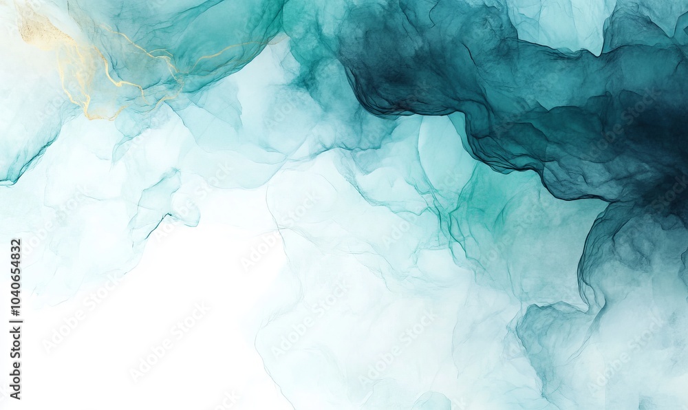 Fototapeta premium Abstract watercolor paint background by teal color blue and green with liquid fluid texture for background, banner