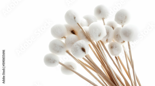 Cotton cleaning swabs. Isolated on white background,  - photo