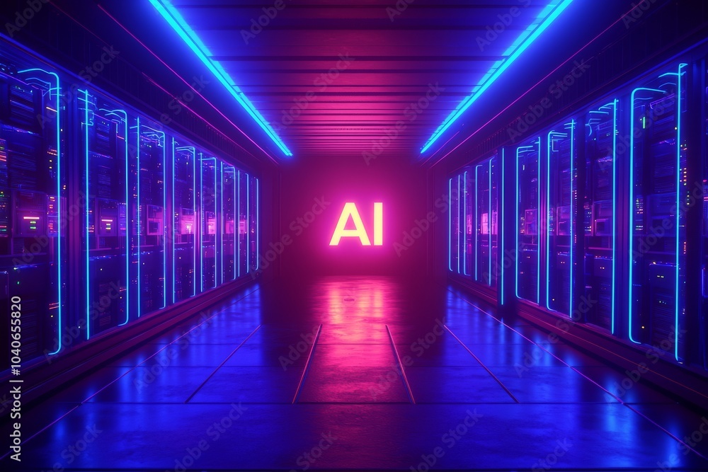 An AI sign illustrating the crucial role stock plays in data processing and storage inside a dynamic data center. An AI sign illustrating the crucial role stock plays in data processing and storage inside a dynamic data center.