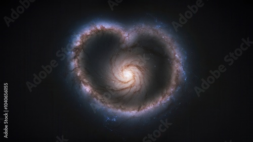 Milky Way galaxy with heart-shaped formation and stars, deep space view