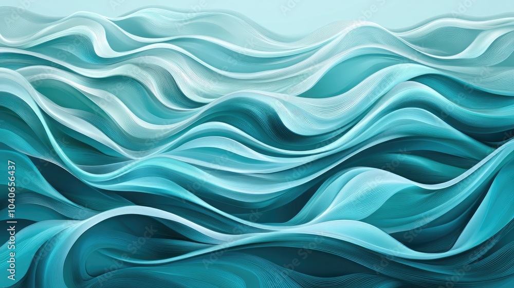 Flowing Wave Pattern on Aqua Background Flowing Wave Pattern on Aqua Background