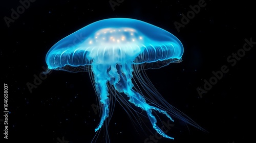 jellyfish with blue neon light