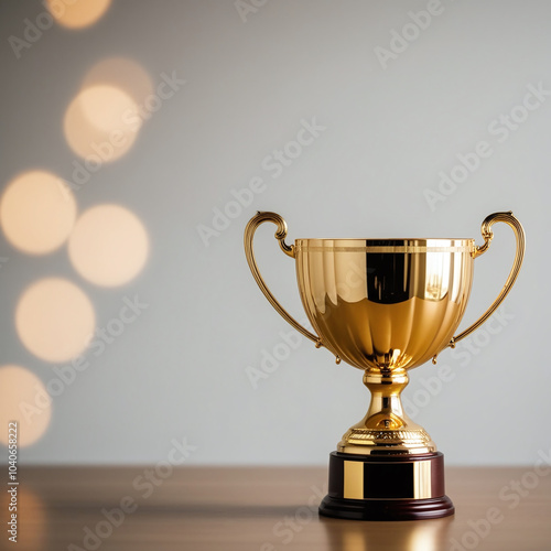 Modern Gold Trophy for Achievement Recognition, useful for corporate award events, sports achievements, motivational posters, social media ads, invitation designs