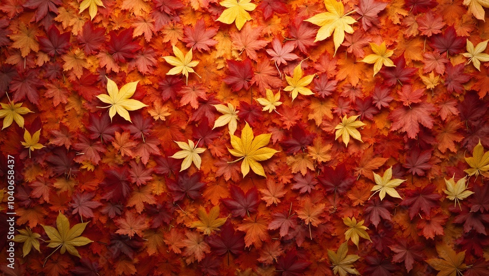 Vibrant autumn maple leaves in red orange and yellow hues creating a textured seasonal backdrop Vibrant autumn maple leaves in red orange and yellow hues creating a textured seasonal backdrop