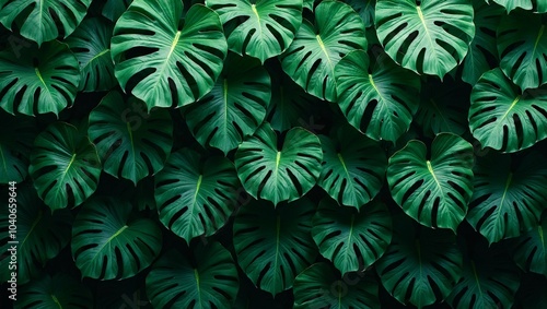 Wallpaper Mural Vibrant monstera leaves creating bold tropical pattern Torontodigital.ca