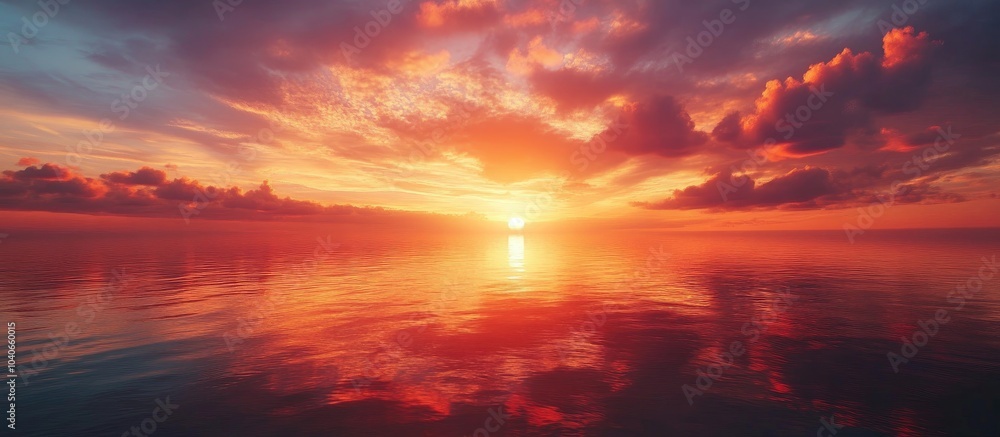 Red And Orange Summer Evening Sunset Sky Clouds Reflection On The Sea Coast Beach Water Surface Red And Orange Summer Evening Sunset Sky Clouds Reflection On The Sea Coast Beach Water Surface