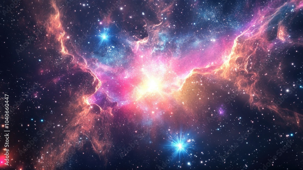 Abstract background featuring a cosmic shining 3D cartoon rendering Abstract background featuring a cosmic shining 3D cartoon rendering