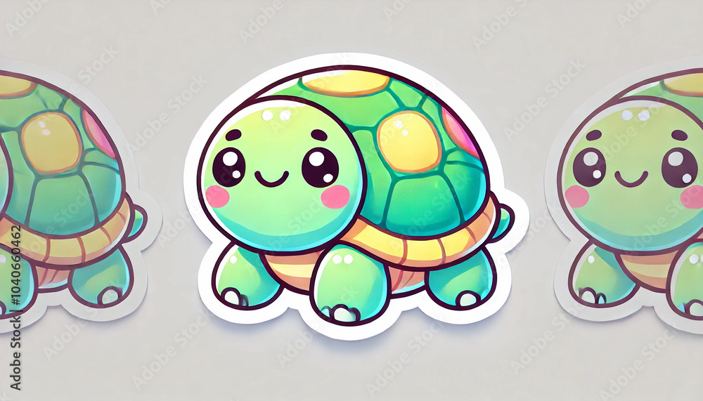 Fototapeta premium A happy smiling repeating turtle design background