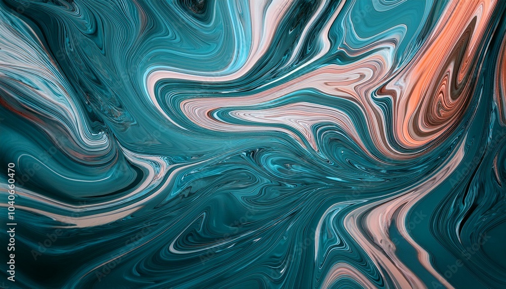 Obraz premium 液体が流れるようにして混ざり合う、マーブル模様の抽象背景