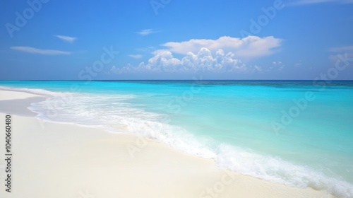 Wallpaper Mural A tranquil beach scene with turquoise waters and white sand, Beach relaxation theme, Serene style Torontodigital.ca