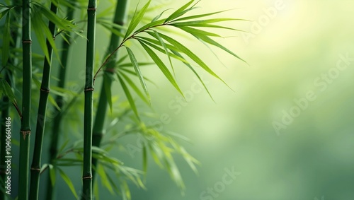 Lush bamboo leaves in a minimalist pattern vibrant light green tones for fresh airy feel