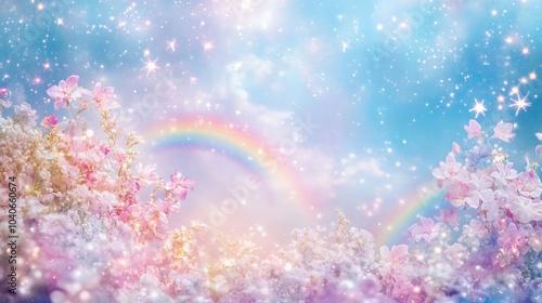 Fairy themed backdrop featuring a mermaid rainbow holographic magical stars unicorn designs and a fantasy galaxy print for enchanting graphics photo