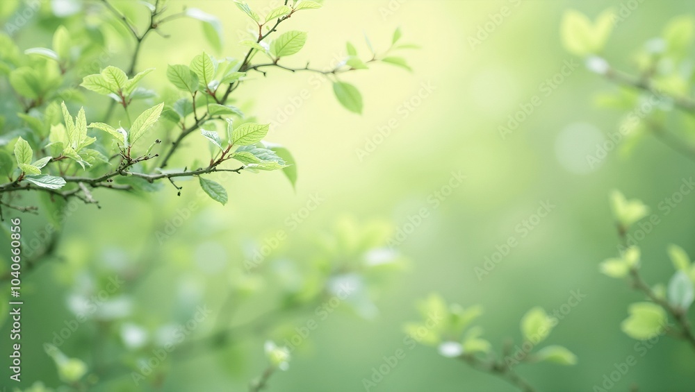 Soft green cherry blossom leaves create airy texture perfect for spring Soft green cherry blossom leaves create airy texture perfect for spring