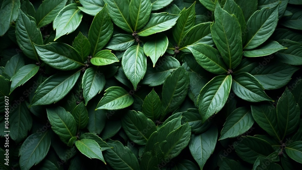 Glossy bay leaves background in rich green tones Glossy bay leaves background in rich green tones