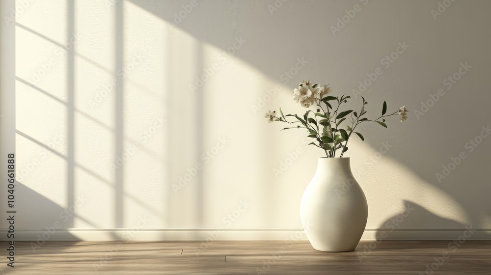 3D rendering of an empty vase for floral decoration in a living room interior 3D rendering of an empty vase for floral decoration in a living room interior
