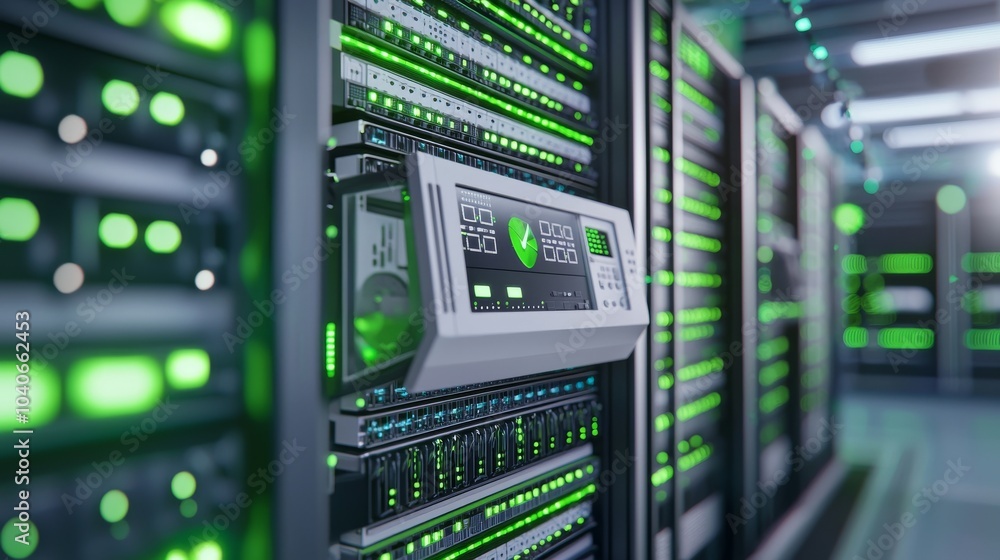 In this seamless looped photorealistic 3D render animation, we observe server equipment with flickering light indicators in a data center. In this seamless looped photorealistic 3D render animation, we observe server equipment with flickering light indicators in a data center.