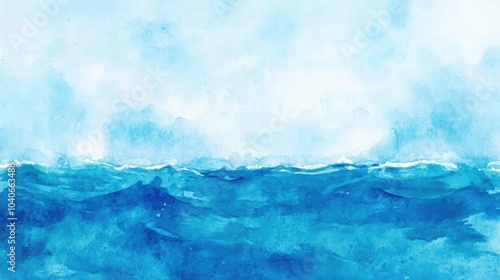 Blue sea backdrop watercolor artwork