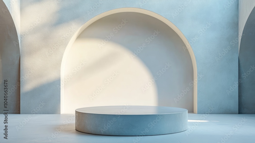 Minimalist abstract background with a pedestal 3D illustration and rendering Minimalist abstract background with a pedestal 3D illustration and rendering
