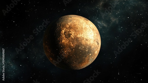 A three dimensional visualization of the planet Mercury observed from outer space