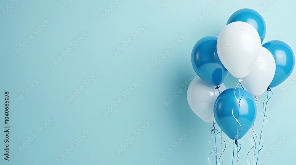 Happy Birthday Greeting Design with Blue and White Balloons – Boys' Invitation Card Template Happy Birthday Greeting Design with Blue and White Balloons – Boys' Invitation Card Template