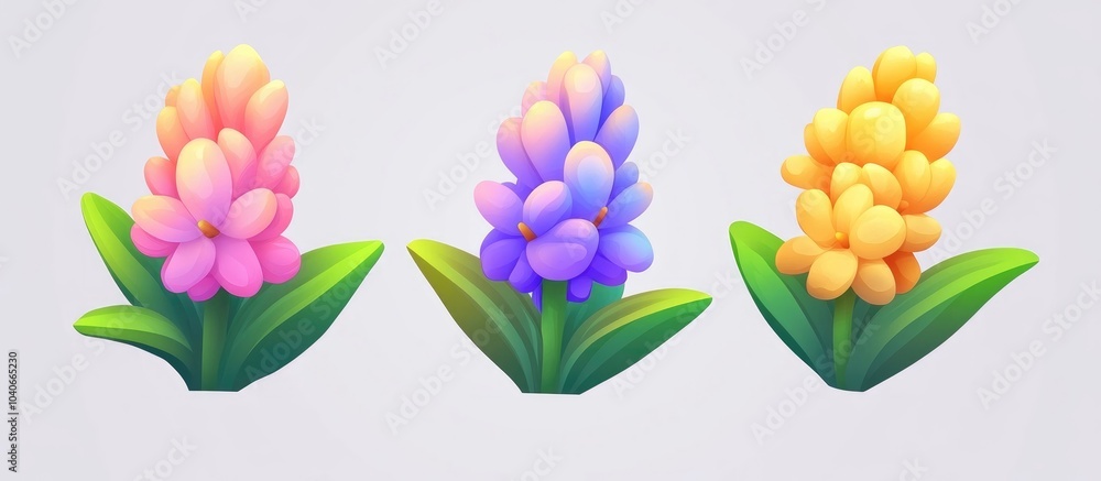 Naklejka premium Hyacinth Isolated On White Background Growing Hyacinth Flower Buds Spring Flower