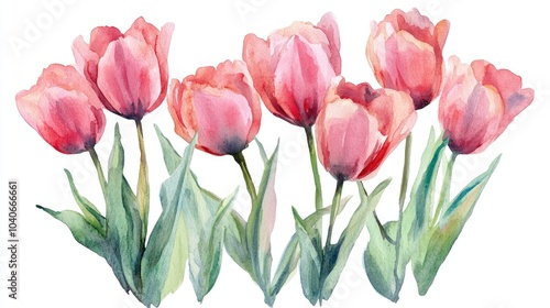 Wallpaper Mural Box of pink watercolor tulips Torontodigital.ca