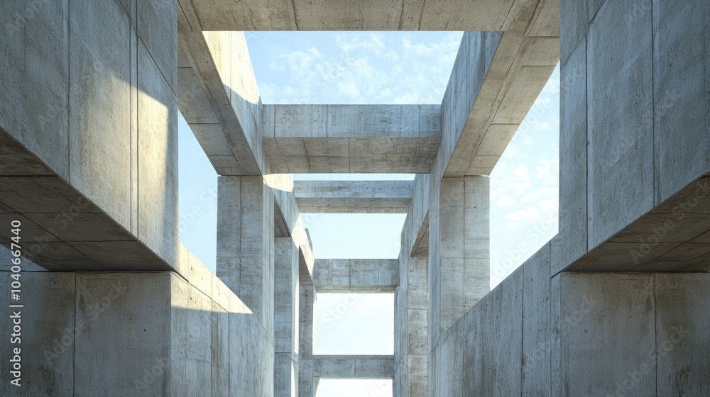 Obraz premium Contemporary concrete and steel structures showcasing innovative architectural design