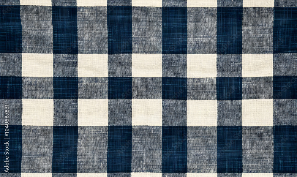 Classic Blue and White Gingham Checkered Fabric Pattern Classic Blue and White Gingham Checkered Fabric Pattern