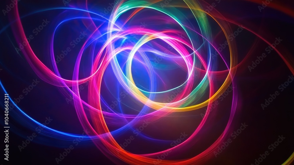 Multicolored laser light creating an abstract circular pattern for decorative designs Multicolored laser light creating an abstract circular pattern for decorative designs