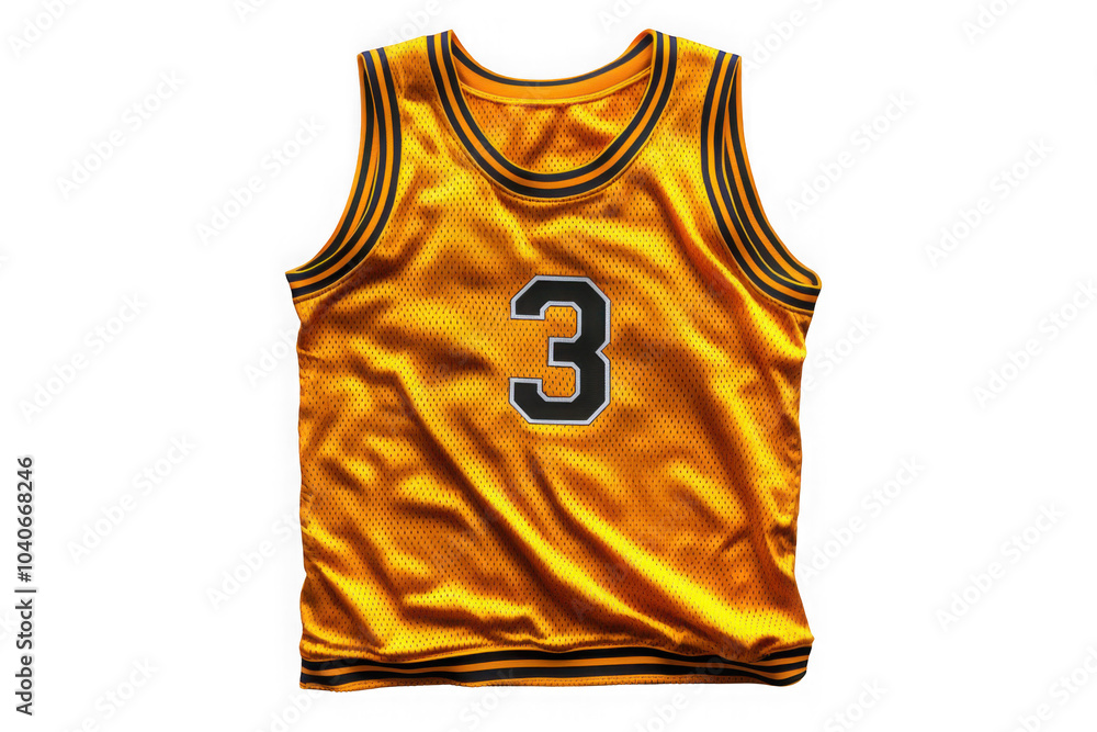 Yellow Basketball Jersey isolated on transparent background, png file, no background png file