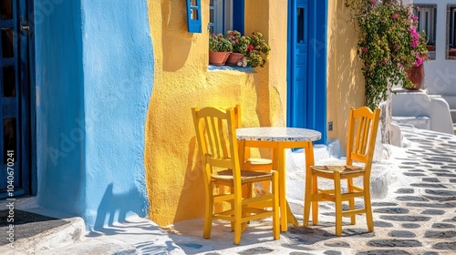 Lisbon, Portugal - January 10, 2017: Azulejo-paneled walls and an outdoor cafe close to a house