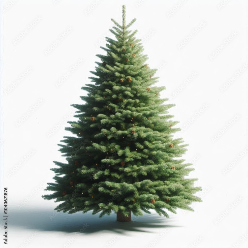 Fototapeta premium Undecorated natural fresh green christmas tree on white background