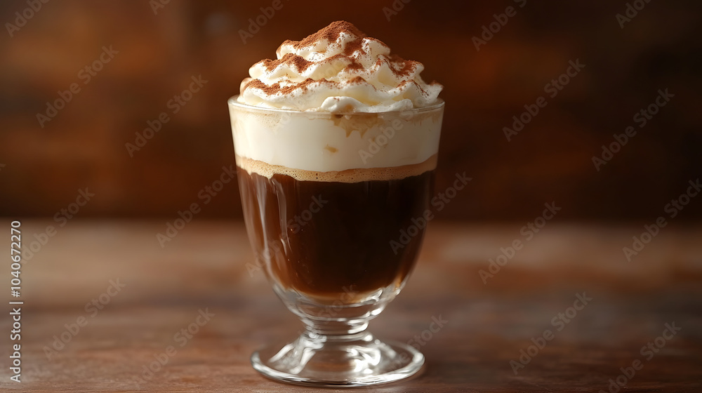 A Cozy Evening with a Delightful Irish Coffee Served with Whipped Cream and Dusting of Cocoa A Cozy Evening with a Delightful Irish Coffee Served with Whipped Cream and Dusting of Cocoa