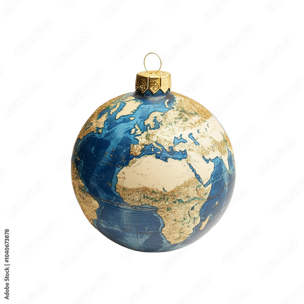 Earth globe as christmas ornament isolated on white background Earth globe as christmas ornament isolated on white background
