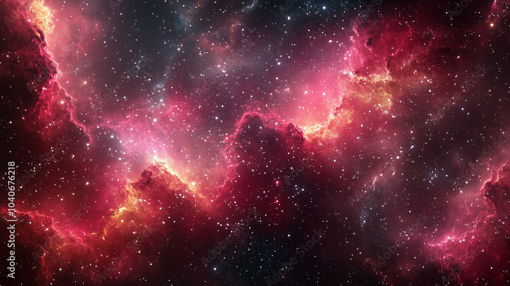 Fototapeta premium A red and orange galaxy with many stars