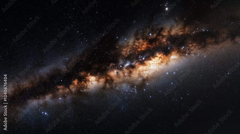 Fototapeta premium A dark sky with a long, thin line of stars