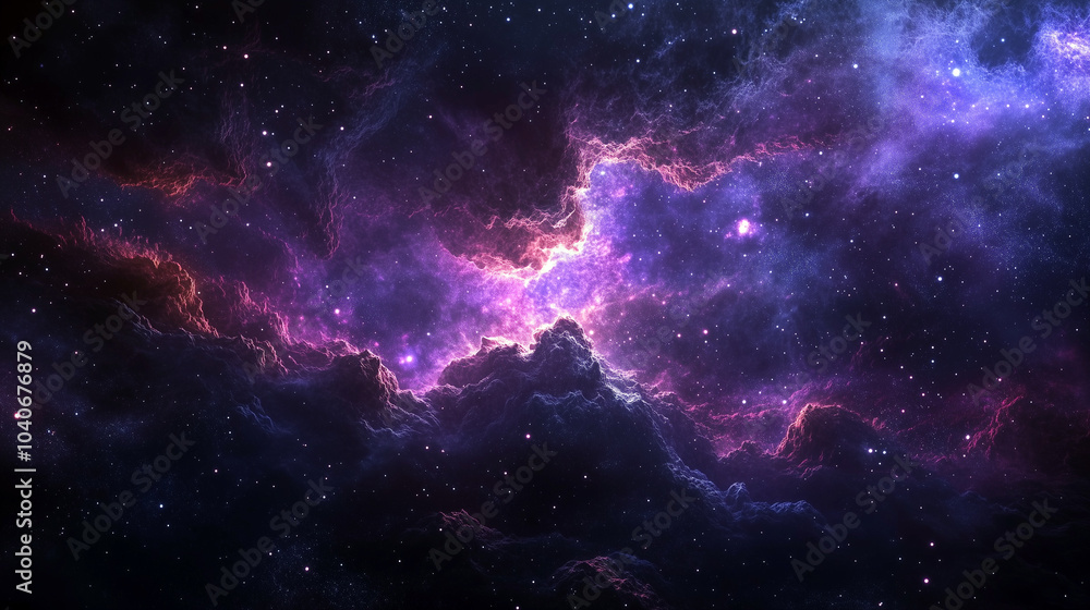 A beautiful, colorful galaxy with many stars and a purple cloud A beautiful, colorful galaxy with many stars and a purple cloud