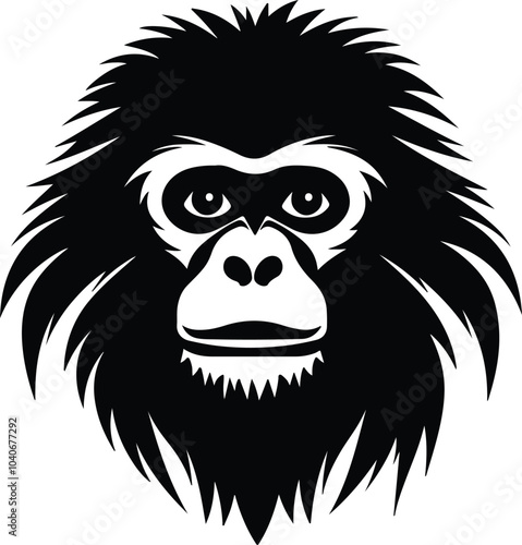 Black silhouette of gibbon head