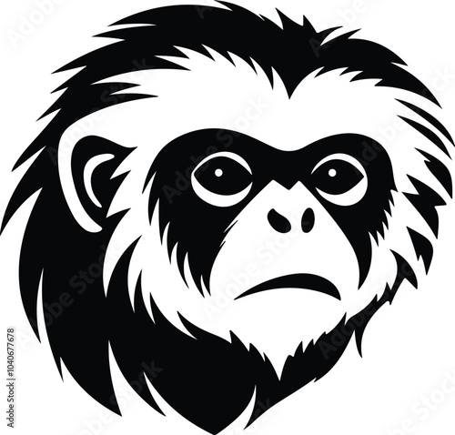 Black silhouette of gibbon head