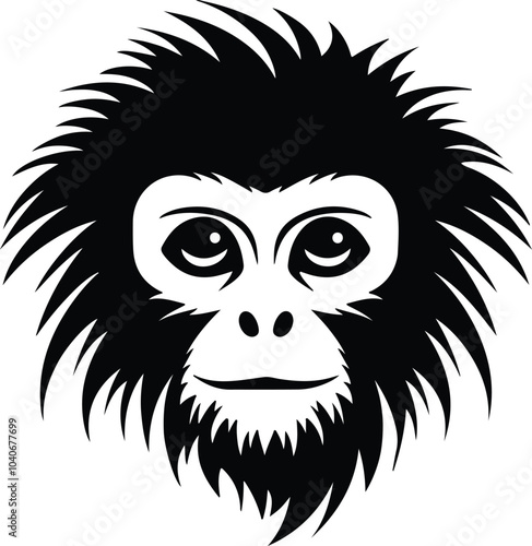 Black silhouette of gibbon head