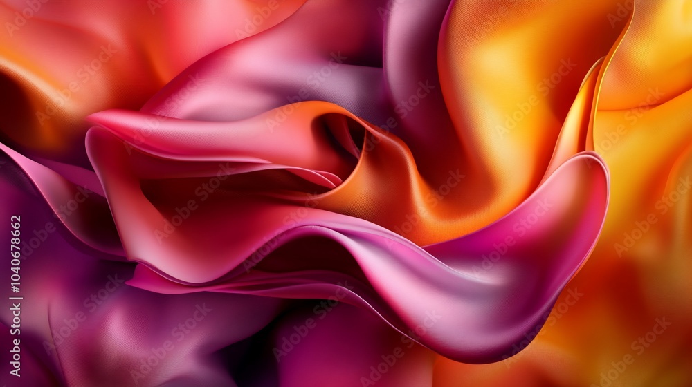 Obraz premium Abstract flowing pink and orange fabric with smooth curves.