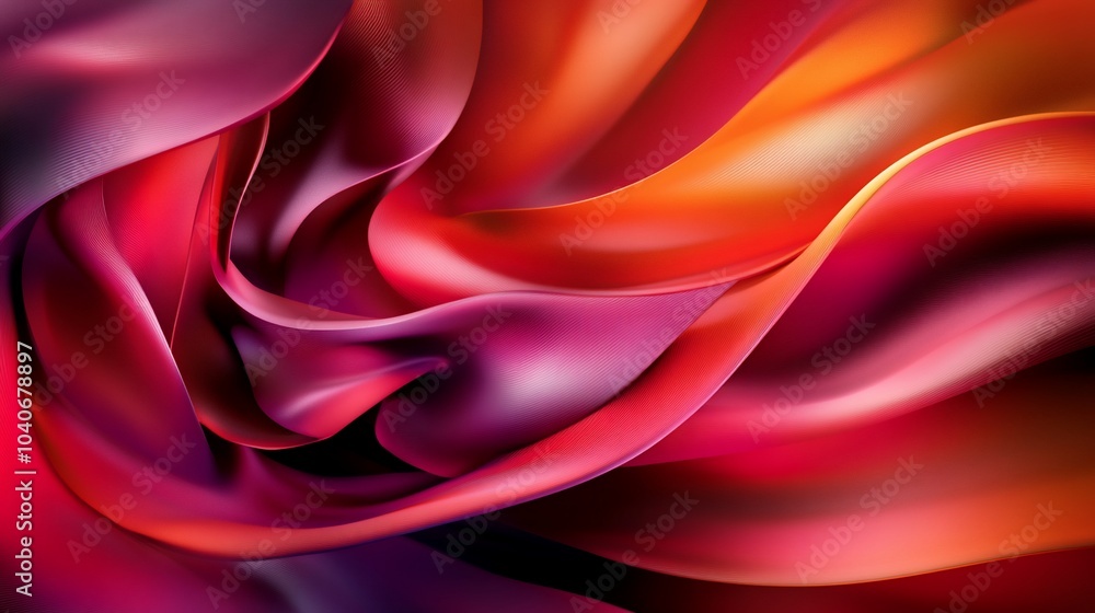 Fototapeta premium Abstract background with red, orange, and purple flowing fabric.