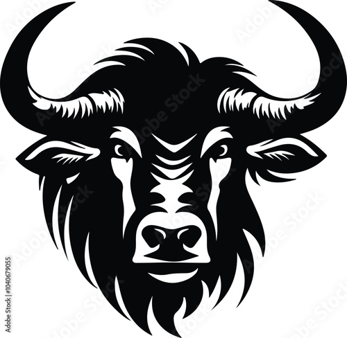 Black silhouette of gnu head photo